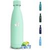 Mulbijeo Borraccia Termica 500ML, Senza BPA, Borraccia Bambini, Acciaio Inossidabile 18/8, Bottiglia Termica A Prova di Perdite, Bottiglia Acciaio Inox per Scuola, Ufficio e Attività All'aperto, Blu-verde