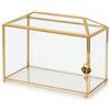 Scatola in Cristallo e Ottone Vintage Teca con Base a Specchio Elegante