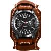 Oidea Orologio da polso in pelle Steampunk: orologio da uomo e donna, vintage, punk rock, largo cinturino in pelle, analogico, al quarzo, quadrante rotondo, orologio sportivo casual all'aperto