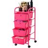 VEVOR Carrello con Cassetti Organizer con 4 Cassetti Telaio in Acciaio, Carrello Portaoggetti Multiuso, Ruote Girevoli a 360° con 2 Freni, Ideale per Ufficio, Hobby, Lavanderia e Garage, Rosso Rosa