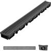 VEVOR Canaletta di Drenaggio Lineare 1005 x 103 x 62 mm Set da 5 Pezzi, Canaletta di Drenaggio di Alta qualità, Canale in HDPE con Griglie e Tappi Terminali, per Vialetto, Patio, Piscina e Giardino