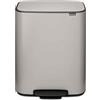 Brabantia Pattumiera Bo a Pedale 2x30 L - Cestino con due secchi spazzatura interni da 30L (Soft Grey) Secchio spazzatura grande da cucina - Coperchio Soft Closing