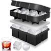 LUCKEA Cubetti Ghiaccio Silicone (Set da 2), Stampo Ghiaccio Grande & Ice Ball Maker con Imbuto, Rilascio Facile, Senza BPA Stampi Ghiaccio per Cocktail, Whisky, Frutta, Gelati