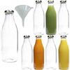 mikken Viva-Haushaltswaren - Bottiglie di Vetro/Latte Biberon da 250 ML con Tappo a Vite - argentate e Imbuto, Vetro, Coperchio Oro, 8 x 1000ml