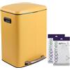 happimess HPM1005L Marco Pattumiera Rettangolare Doppio Secchio da 10,6 galloni con coperchio a chiusura rallentata, giallo narciso, per casa, cucina, bagno, soggiorno, ufficio