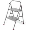 Kleeneze KL068491EU - Scaletta pieghevole a 2 gradini, mini scaletta leggera, disegno salvaspazio, uso interno ed esterno, perfetto per il fai da te, alto 80 cm, capacità 150 kg, acciaio, rosa/grigio