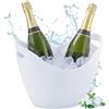 Relaxdays Secchiello per Ghiaccio, Ice Bucket 8L, Porta Bottiglie Champagne e Spumante, 25,5x35x25,5cm, Plastica, Bianco