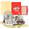 joyoldelf Biglietto pop-up di Vienna, biglietto regalo 3D per Vienna o luna di miele, buono da viaggio per compleanno, biglietto regalo per vacanze