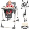 LIONELO Laurice 2in1 Seggiolone pappa e altalena per bambini da 6 a 36 mesi Funzione dondolo e Ninne nanne 5 Livelli di altezza Regolazione Pieghevole e Portatile Cinture 5punti (LAURICE, Grigio)