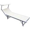 Essenza Lettino da esterno essenza ibiza con tettuccio in alluminio e textilene, color beige 186x59x36 cm