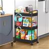 SOLEJAZZ Carrello portaoggetti a 3 ripiani Carrello scorrevole estraibile Carrello portaoggetti mobile Scaffalatura per cucina, bagno, lavanderia, camera da letto, spazi stretti, plastica, nero