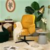 MEUBLE COSY Poltrona Girevole Sedia da Salotto Regolabile in Altezza Seduta in Velluto a Coste per Soggiorno, Giallo