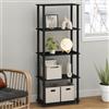 Furinno TURN-N-TUBE - Scaffale portaoggetti a 5 ripiani, senza attrezzi, scaffale per libri nero, libreria aperta, per organizzazione e stoccaggio, soggiorno, casa, ufficio, camera da letto, Dark