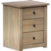 Vida Designs Panama Pino Massiccio Cerato Bedroom Furniture Comodino a 3 Cassetti, in Legno, Colore, Rovere Naturale, L 46,5 x P 40,5 x H 57 cm Circa