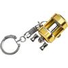 Drawup Portachiavi a forma di mulinello da pesca in metallo, ciondolo compatto per chiavi, modello realistico, decorazione per sport all'aperto, oro, 3 cm (B)