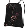 YYHWHJDE Zaino con cerniera e coulisse con stampa marmorizzata oro rosa nero - Borsa da palestra leggera impermeabile per viaggi, yoga e avventure quotidiane