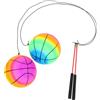 Ciieeo 2sets Fitness Palle Arcobaleno con Asta Rossa e Corda per Saltare Senza Corda per Esercizi di Equilibrio e Rafforzamento Core per Adulti Indoor