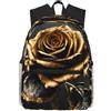 ybhgvc Zaino casual unisex leggero e resistente all'acqua con stampa di fiori neri e oro