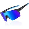 HNJOKE Occhiali da sole polarizzati da ciclismo UV 400 occhiali da sole sportivi per uomo donna occhiali da sole polarizzati per ciclismo, corsa, escursionismo, golf, pesca, guida, surf, nero e blu