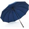 Generic HLTYGWX Ombrelli Ombrelli Ombrello da Golf retrò Ombrello a Bastone Resistente al 12 Ossa Manico in Legno Ombrello Aperto Automatico Antipioggia Ombrello da Pioggia Antivento(Blu)