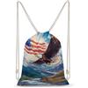 SMAZDFXX Zaino con coulisse aquile e bandiera americana, borsa sportiva da palestra in tela per uomo e donna