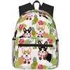 ybhgvc Corgi Hawaiian Tropical Summer Ananas Print Unisex Leggero Impermeabile Zaino Casual Per Il Viaggio Quotidiano Viaggi Weekend