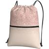 YYHWHJDE Zaino con coulisse con stampa di carta da parati color oro rosa, leggero, impermeabile, con tasca con cerniera, per viaggi e sport