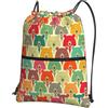 YYHWHJDE Zaino con coulisse con stampa di orsi colorati, leggero, impermeabile, con tasca con cerniera, per viaggi e sport
