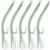 Drawup Set di 5 ami da pesca a forma di polpo con tubo per anguilla per merluzzo e spigola, in acciaio inox, 16,5 cm, verde (verde10)