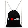 SMAZDFXX Zaino con coulisse I Love Ass per sport, palestra, borsa a tracolla in tela per uomo e donna