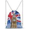 SMAZDFXX Zaino sportivo con coulisse e bandiera britannica Big Ben, ideale per palestra e sport, in tela, per uomo e donna.