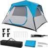 COSTWAY Tenda Pop-up con Tettoia Rimovibile per 5-6 Persone | Tenda da Spiaggia con 3 Finestre, 2 Lucernari, 8 Picchetti e Borsa per Giardino e Cortile, 316 x 280 x 185 cm