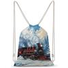 SMAZDFXX Zaino vintage a forma di treno a vapore con coulisse, borsa sportiva da palestra in tela per uomo e donna