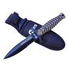 K25 RUI K25 32206. Coltello impugnatura in gomma. Lama in acciaio inox e titanio bagno. Dimensione totale 24 cm. Fodero di nylon. Caccia