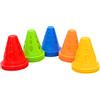 FONDOTIN 50pezzi Coni Segnapassi Antivento Colorati per Allenamento Sportivo Indoor Outdoor Cono Ostacolo con Base Piatta e Fori per Pattinaggio Hockey e Atletica Materiale Ecologico