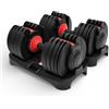 MADICKS Manubrio regolabile 24 KG per palestra e casa da 2.5 a 24 kg - Set con 15 livelli di peso e base salvaspazio inclusa - per Home Gym, Ideale per l'allenamento a casa, Dumbbells V2 (Set24 KG X 2)
