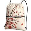 YYHWHJDE Zaino con cerniera e coulisse con stampa floreale primaverile giapponese prugna - Borsa da palestra leggera impermeabile per viaggi, yoga e avventure quotidiane