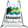 Generic Zaino con Coulisse Bahamas Flag Independence Day 2024 Sacchetta Sportiva Pieghevole Sacca da Palestra Resistente Drawstring Backpack per Viaggi Scuola Unisex