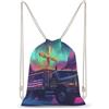 SMAZDFXX Zaino con coulisse a forma di camioncino con ali, borsa sportiva da palestra, borsa a tracolla in tela per uomo e donna