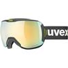 Uvex downhill 2100 CV, occhiali da sci unisex, con miglioramento del contrasto, senza distorsioni ottiche e appannamenti, black matt/gold-green, one size