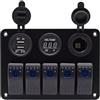 BESTOMZ Pannello di Controllo Combinato 5 Vie Voltmetro Digitale 12v 24v USB 3.1a in Lega di Alluminio e ABS per Motociclette e Rimorchi