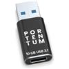 PORTENTUM Adattatore USB-C a USB-A 3.0 (3.1) OTG, 10 Gb Velocità, Zinco, Nero, 8 grammi