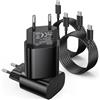 VINFFS Cavo di ricarica USB C, confezione da 2 cavi di ricarica rapida per Samsung Galaxy S24 S25 S20/10 A05 A06/16 a51/54/55 Z Fold/Fold Ultra Tablet caricatore rapido alimentatore USB C spina Samsung cavo