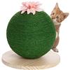 BAKAJI Tiragraffi Graffiatoio Rotondo Forma Sferica Sfera Palla per Gatti Animali Felini Colore Verde con Fiore Interattivo per Unghie Antigraffio Giocattolo Stabile Resistente Robusto Corda in Canapa
