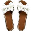 Sksshion Pantofole estive da donna con fiocco e nodo a punta aperta, bianco, 38.5 EU