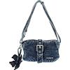 Desigual Donna Borsetta media a tracolla in denim con fiore.