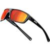 ATTCL Occhiali da sole polarizzati avvolgenti per uomo, ciclismo, guida, pesca, occhiali sportivi ultraleggeri, 5001 Nero+rosso/Specchiato, Medium