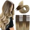 XDhair Extension adesive invisibili, 40 cm, colore #3/8/22 | Extension adesive in capelli veri, balayage, da castano noce fino a castano cenere e biondo dorato, 50 g, 20 pezzi