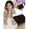 Fshine Biadesive Extension Capelli 50 g 35 cm 20 pcs Adesive Capelli Extension Remy Biadesivo Lisci Umani Castano Scuro Misto A Biondo Cenere Biondo Platino Extensions Brasiliani Compleanno