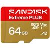 Sandisk 64Gb Scheda di memoria Plus SanDisk MicroSDXC classe 10 200MB-s 90MB-s A2 U3 V30 Rosso Oro